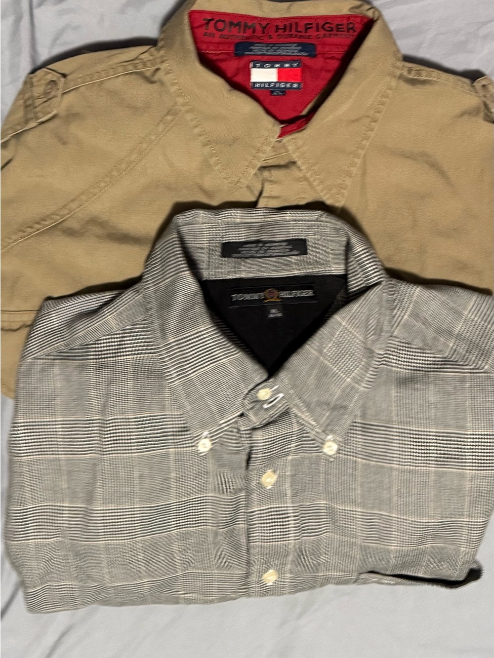Tommy Hilfiger 1990s Vintage Men’s XL Long Sleeve Shirts Brown & Black Plaid